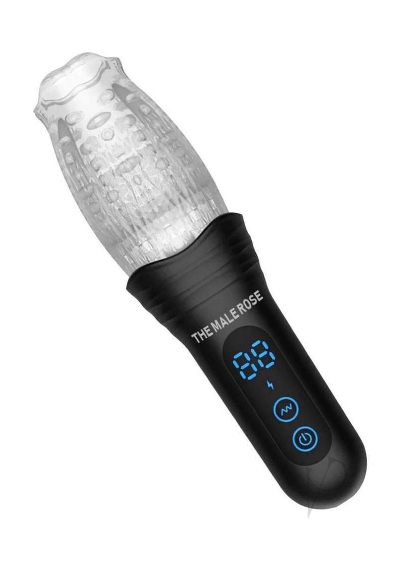 The Male Rose Pro Thrusting Rotating Masturbator Black showcasing advanced robotic thrusting and realistic sensations.