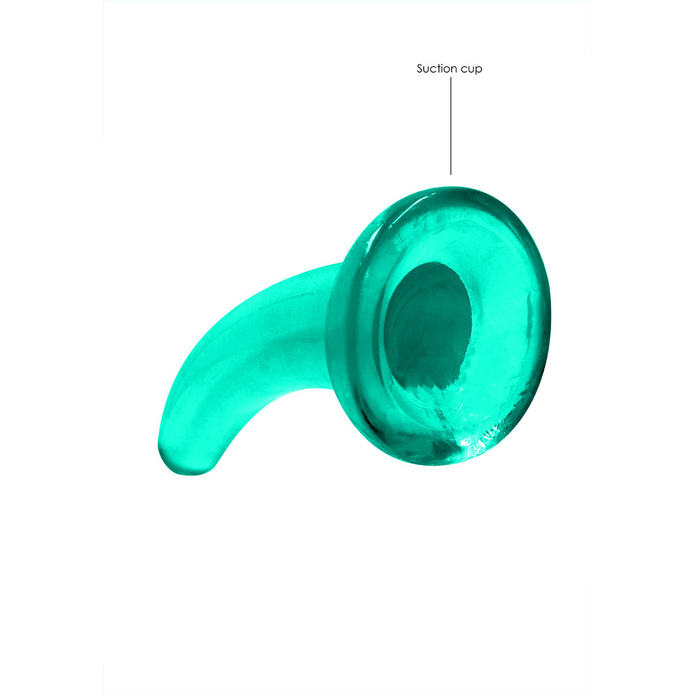 RealRock Crystal Clear Non-Realistic 5 inches Curved Dildo With Suction Cup Turquoise