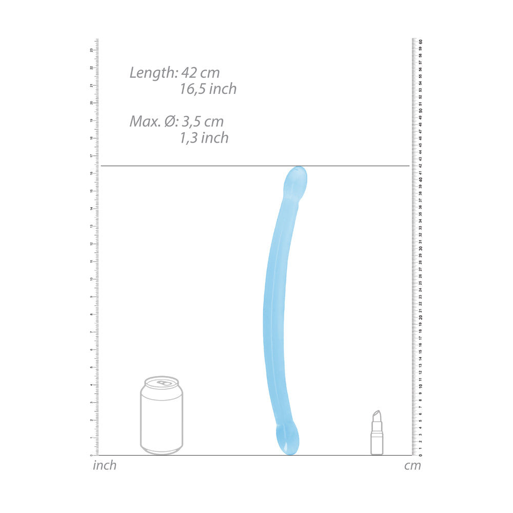 RealRock Crystal Clear Non-Realistic 17 inches Double Dildo Blue