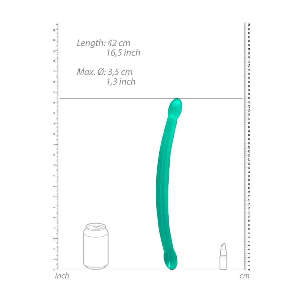 RealRock Crystal Clear Non-Realistic 17 inches Double Dildo Turquoise