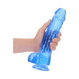 RealRock Crystal Clear Realistic 10 inches Dildo With Balls and Suction Cup Blue