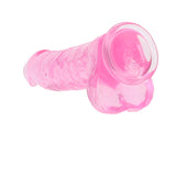 RealRock Crystal Clear Realistic 10 inches Dildo With Balls and Suction Cup Pink