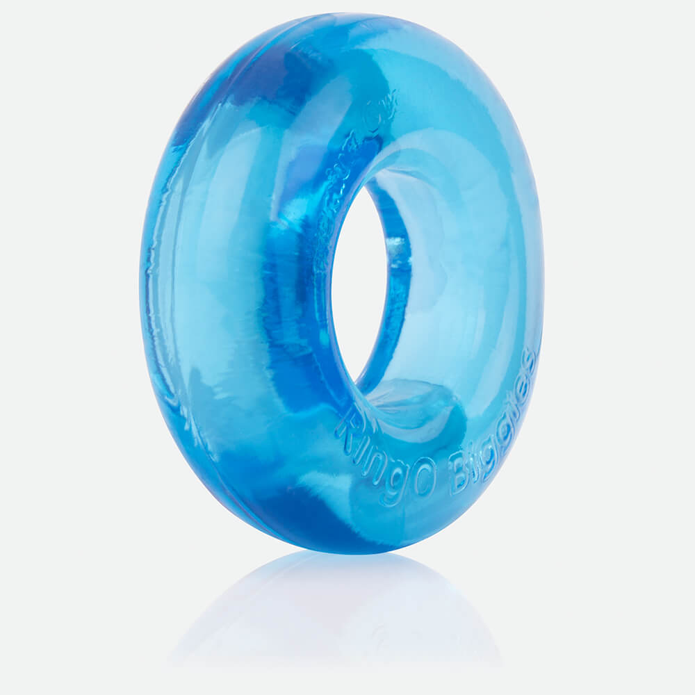 RingO Biggies Thick SEBS Cock Ring Waterproof Blue, thick and stretchy design for enhanced performance and comfort.