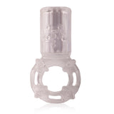 Screaming O Charged Big OMG Vibrating Cock Ring Clear showcasing its innovative design and vertical motor for enhanced stimulation.