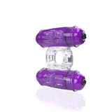 Screaming O 4B Double Wammy Vibrating Cock Ring Grape featuring dual motors for shared pleasure and intense vibrations.