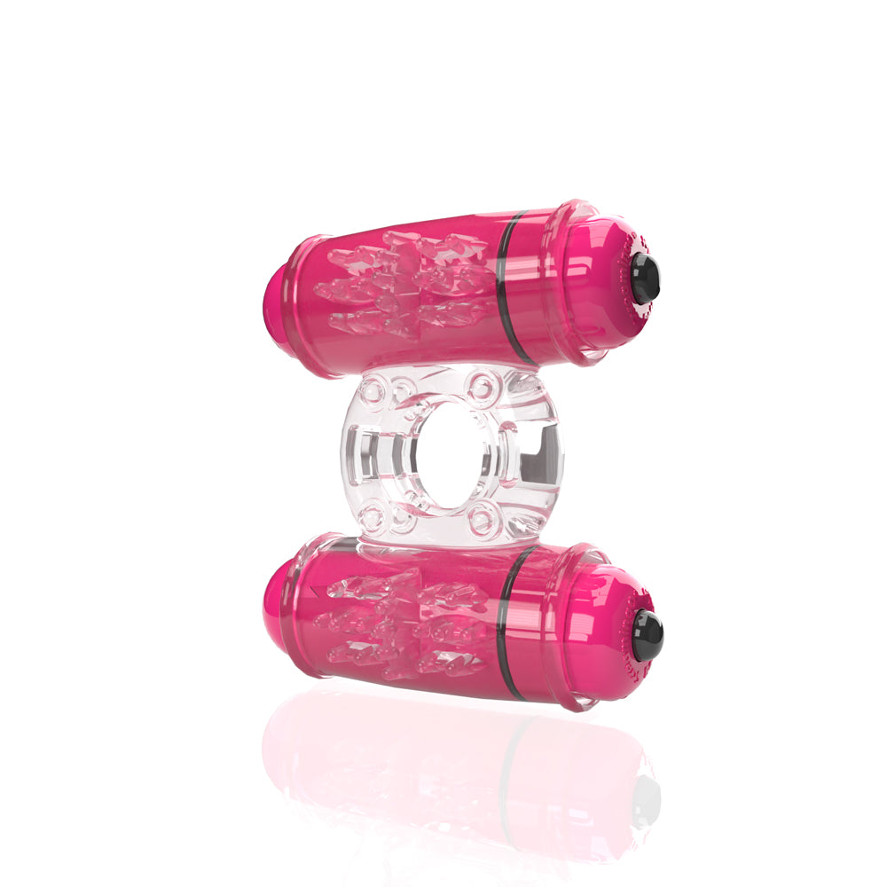 Screaming O 4B Double Wammy Strawberry Cock Ring showcasing dual motors and innovative design for enhanced pleasure.