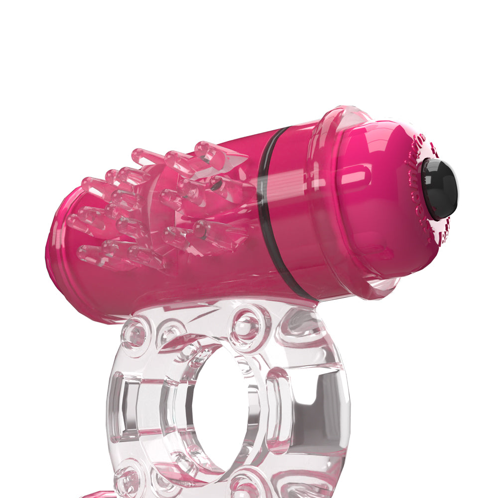 Screaming O 4B Double Wammy Strawberry Cock Ring with dual motors for intense stimulation and shared pleasure.