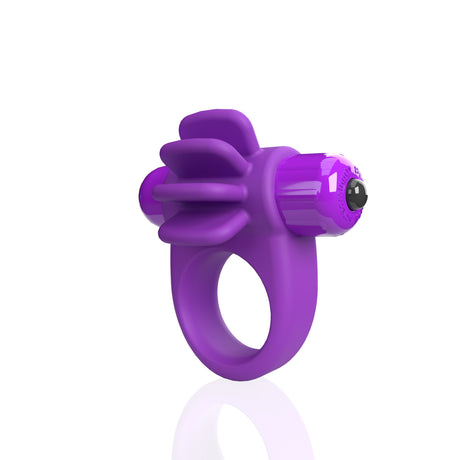 Screaming O 4B Skooch Vibrating Cock Ring Grape with textured fins for stimulation and flexible design.