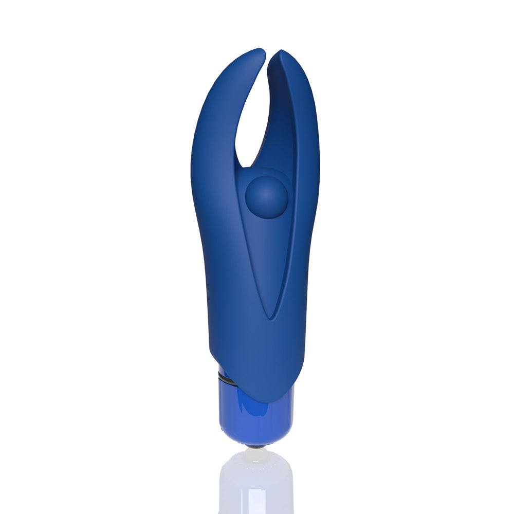 Screaming O 4T Demon Mini Vibrator Blueberry in blue with flexible horns for targeted sensations.