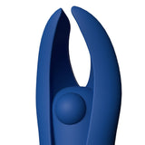 Close-up of the tip of the Screaming O 4T Demon Mini Vibrator Blueberry showcasing its flexible design and texture.