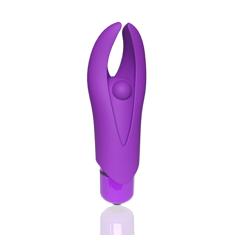 Screaming O 4T Demon Grape Clitoral Vibrator in purple color with unique horn design for targeted stimulation.