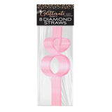 Glitterati Diamond Straw Set 8 Count featuring pink diamond-shaped twisty straws for celebrations and parties.