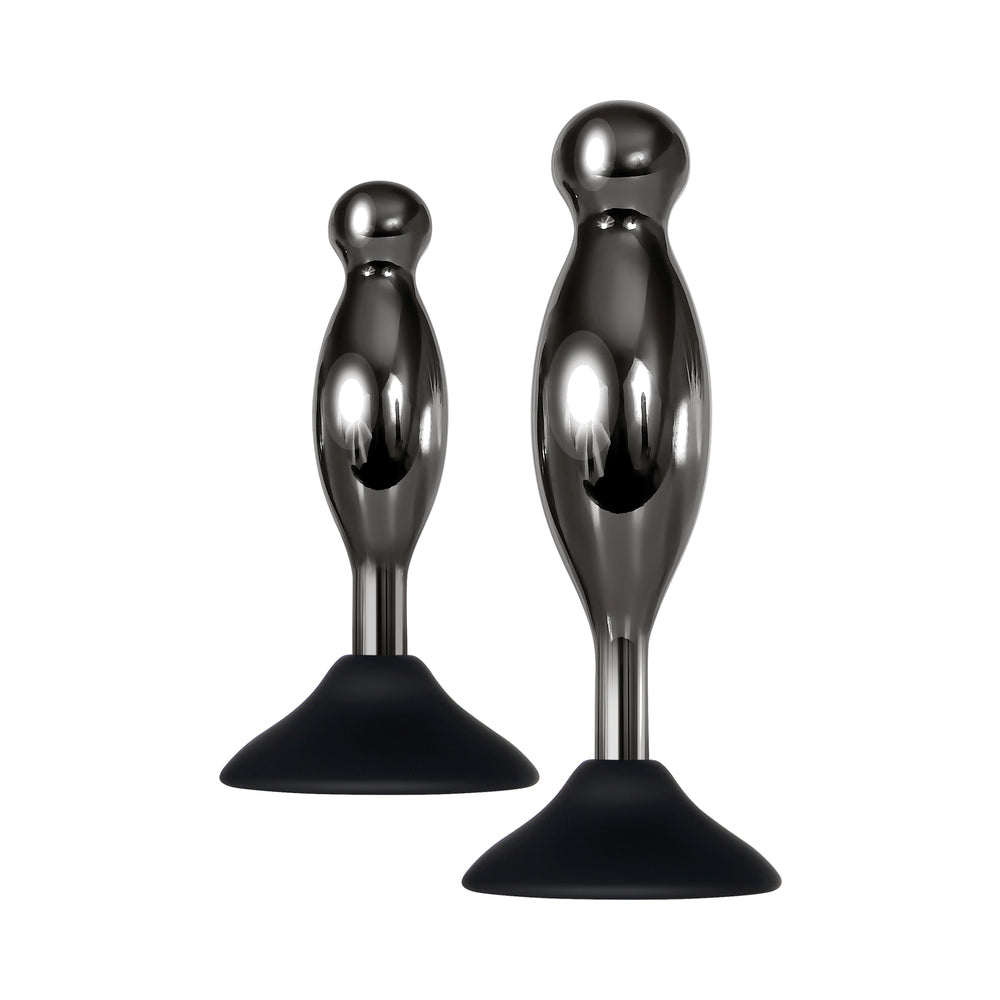 Evolved Joy Sticks 2-Piece Metal Anal Plug With Suction Cup Base Set Black