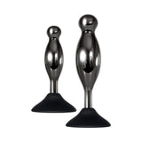 Evolved Joy Sticks 2-Piece Metal Anal Plug With Suction Cup Base Set Black