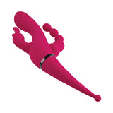 Gender X Four By Four Rechargeable Dual-Ended Multi-Stimulating Silicone Vibrator Burgundy