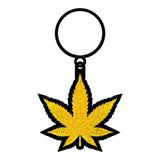 Weed Keychain Gold Glitter Marijuana Leaf