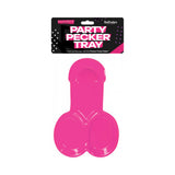 Party Pecker Platter Red Penis Shaped Serving Tray in bold pink color, perfect for bachelorette and adult parties.