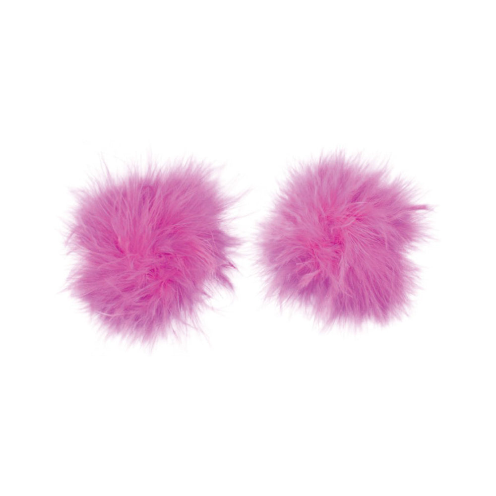 Nipplicious Furball Pasties Pink Faux Feather featuring soft fluffy pink feathers for a playful intimate accessory.