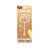 Candy Ass Booty Pops Butter Rum Flavored Lollipop in playful packaging with a cheeky design.
