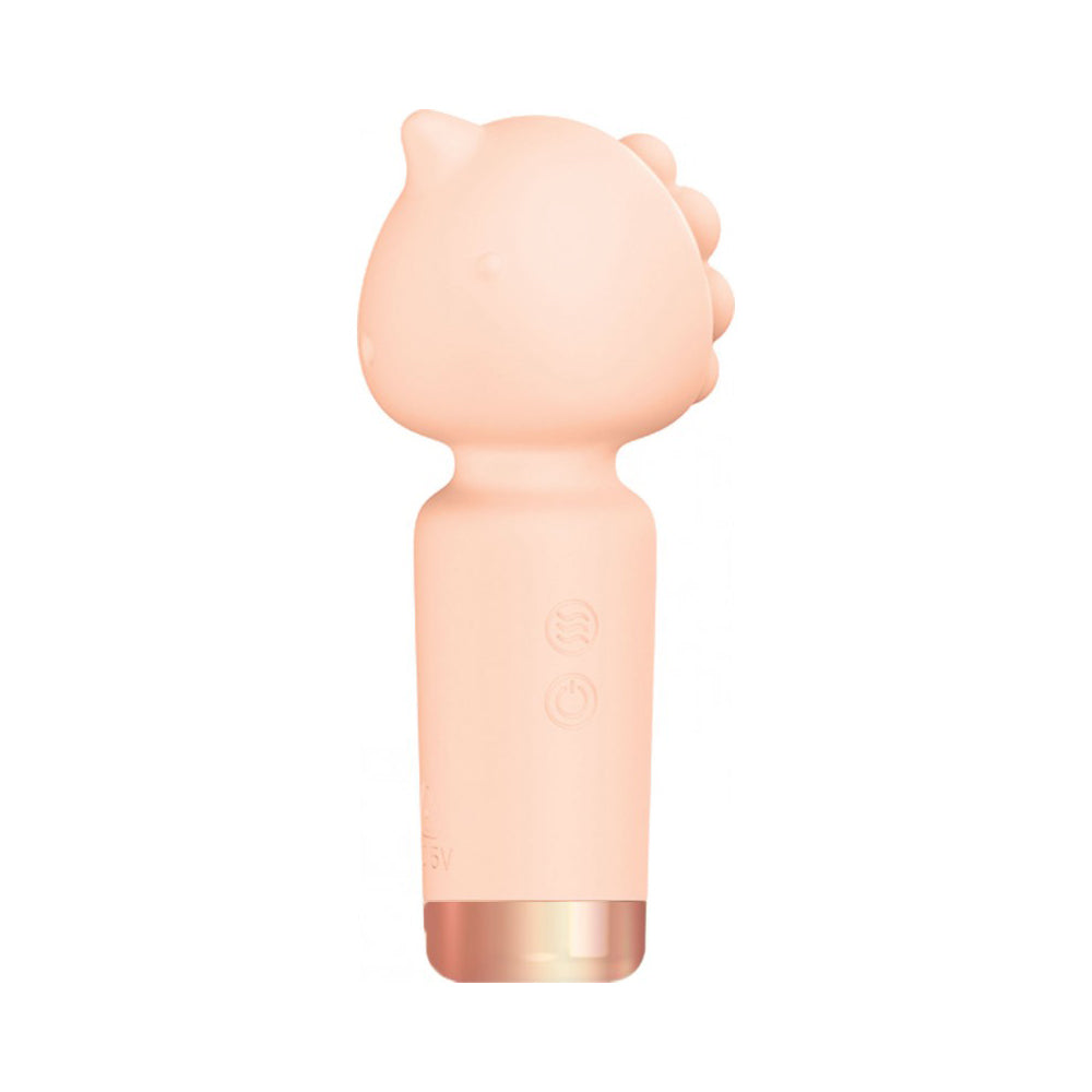 Wet Dreams Beaky Silicone Mini Wand Vibrator Peach in soft peach color with playful design and rounded head.
