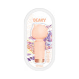 Wet Dreams Beaky Silicone Mini Wand Vibrator Peach in packaging displayed on a white background.