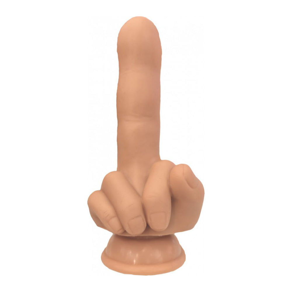 Finger Fest Flip Off Dildo Flesh, hand-shaped adult toy made from body-safe silicone.