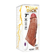 Skinsations Thick Dick Vibrating Sleeve Caramel Lovers product packaging featuring a 7-inch vibrating penis sleeve.