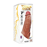Skinsations Thick Dick Vibrating Sleeve Caramel Lovers product packaging featuring a 7-inch vibrating penis sleeve.