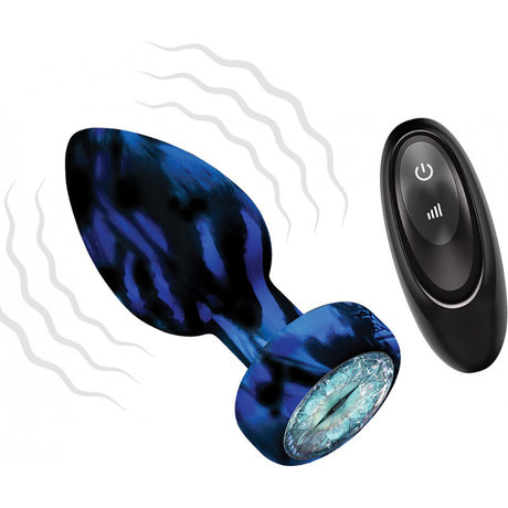 Monster Romance Horrifye Lightup Butt Plug with remote control, featuring vibrant colors and powerful vibrations.