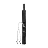 Ouch! Black & White Adjustable Velcro Collar With Nipple Clamps Black