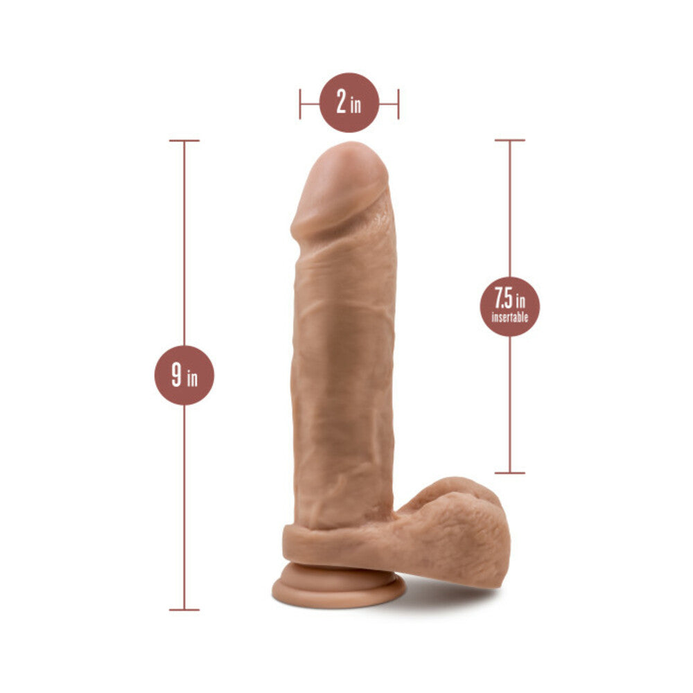 Blush Dr. Skin Silicone Dr. Julian Realistic 9 inches Posable Dildo with Balls & Suction Cup Tan