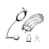 Blue Line Cock Cage with Anal Stimulator Silver