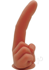 Finger Fest Trigger Silicone Dildo Caramel designed in a finger-shaped silhouette, showcasing a warm caramel color.