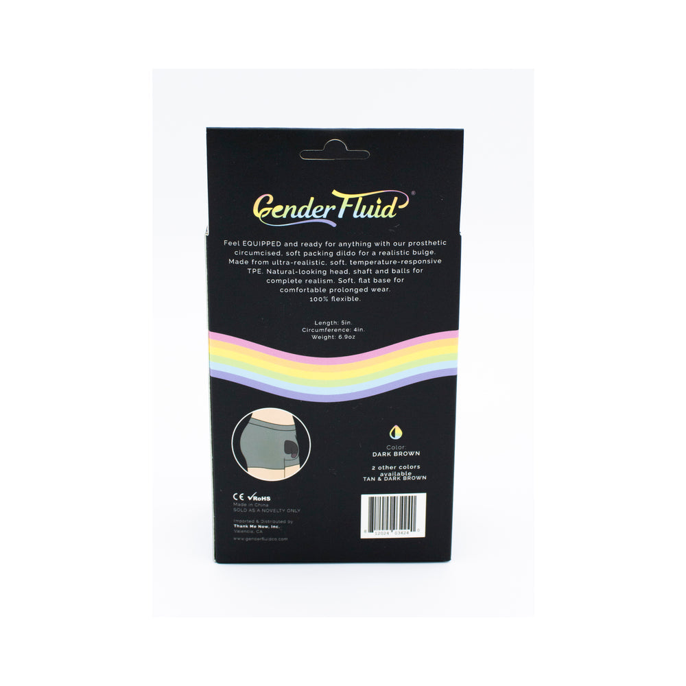Gender Fluid Equipped Soft Packer 5 inches Dark Brown