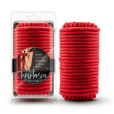 Blush Temptasia Bondage Rope 32ft Cotton Red in packaging, soft cotton rope for secure restraint play.