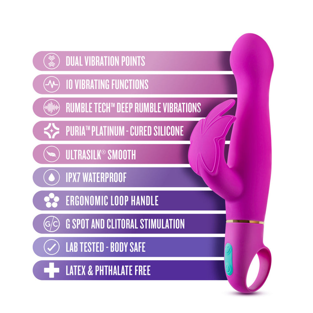 Aria Naughty AF Dual G-Spot Vibrator Plum features dual vibration points and 10 vibrating functions for maximum pleasure.