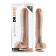 Dr Skin Dr Michael 14 Inch Dildo With Balls Beige in packaging, showcasing lifelike detail and suction cup base.