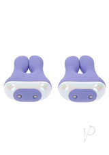 Playboy In A Pinch Nipple Clamps Purple, featuring bunny-shaped design and soft silicone for stimulation.