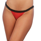 Dreamgirl Stretch Mesh Panty with Lace Ruffle Trim and Open-Back Heart Detail Red/Black S