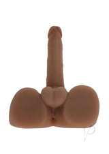 Easy Rider Thrusting Rechargeable Vibrator Chocolate in realistic design with torso shape and flexible shaft.
