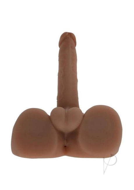 Easy Rider Thrusting Rechargeable Vibrator Chocolate in realistic design with torso shape and flexible shaft.