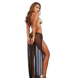 Dreamgirl 3-Piece Gold Lame Halter Bra, Thong, Neck Collar, Chain Leash Costume O/S