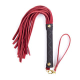 Ple'sur 11 Inch Mini Leather Flogger Red with suede tails and a premium pro handle for controlled grip.