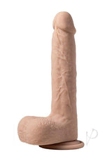 Luis App Controlled Thrusting Dildo Clit Licker Caramel with realistic design and suction cup base.