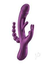 Trilux Kinky Finger Silicone Rabbit Vibrator Purple with curved shaft and tapping arm for G-spot stimulation.