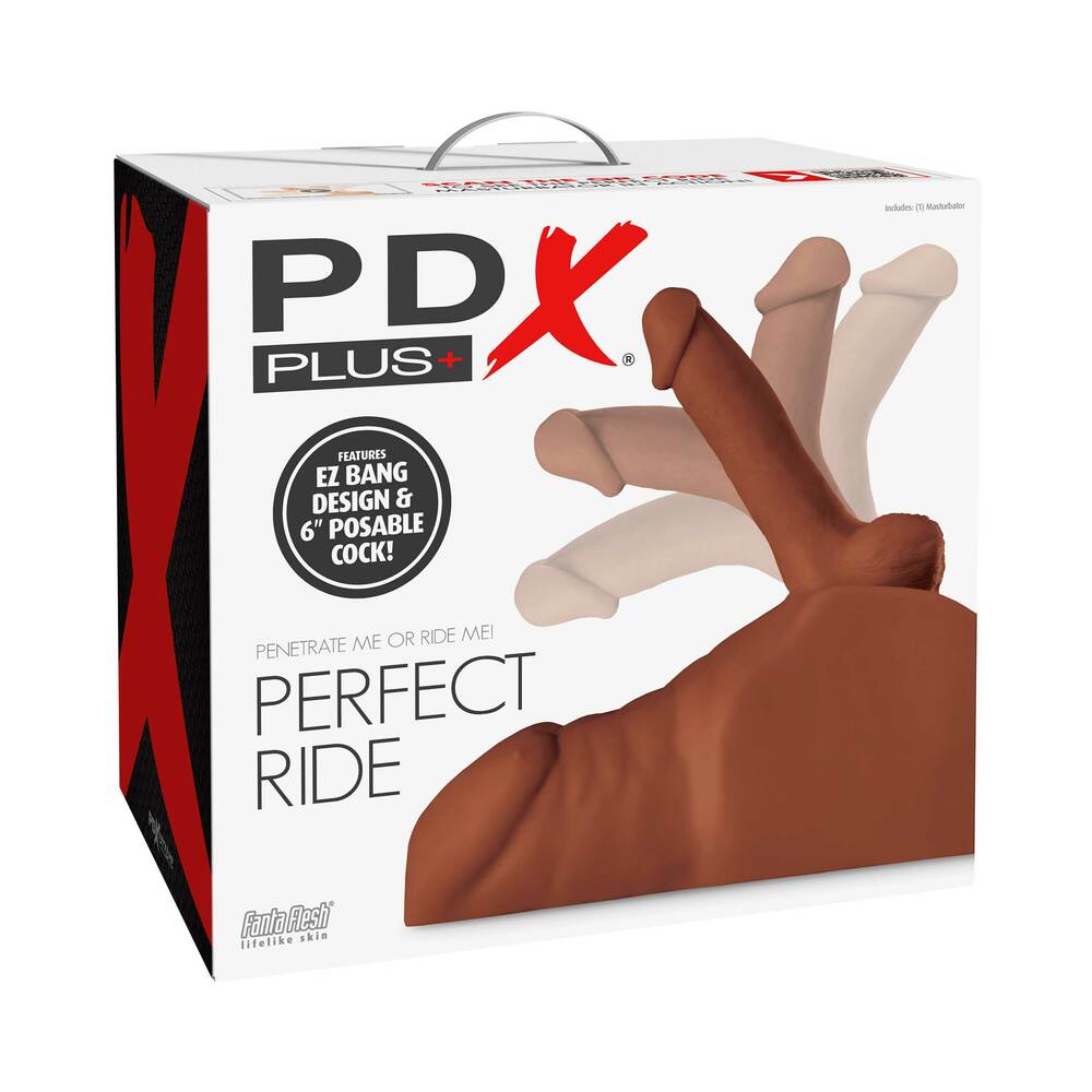 PDX Plus Perfect Ride Anal Masturbator With 6 inches Posable Dildo Brown