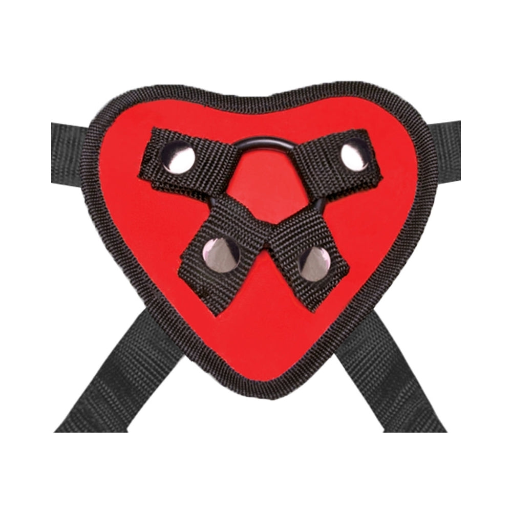 Lux Fetish Red Heart Strap-On Harness & 5 inches Dildo Set