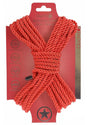 Ouch Bondage Rope 10 Meter Nylon Red displayed with packaging, perfect for bondage play.