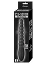 Ass-Sation Magic Wand Silicone Anal Vibrator Black packaging displaying 10 function settings and softly ribbed design.