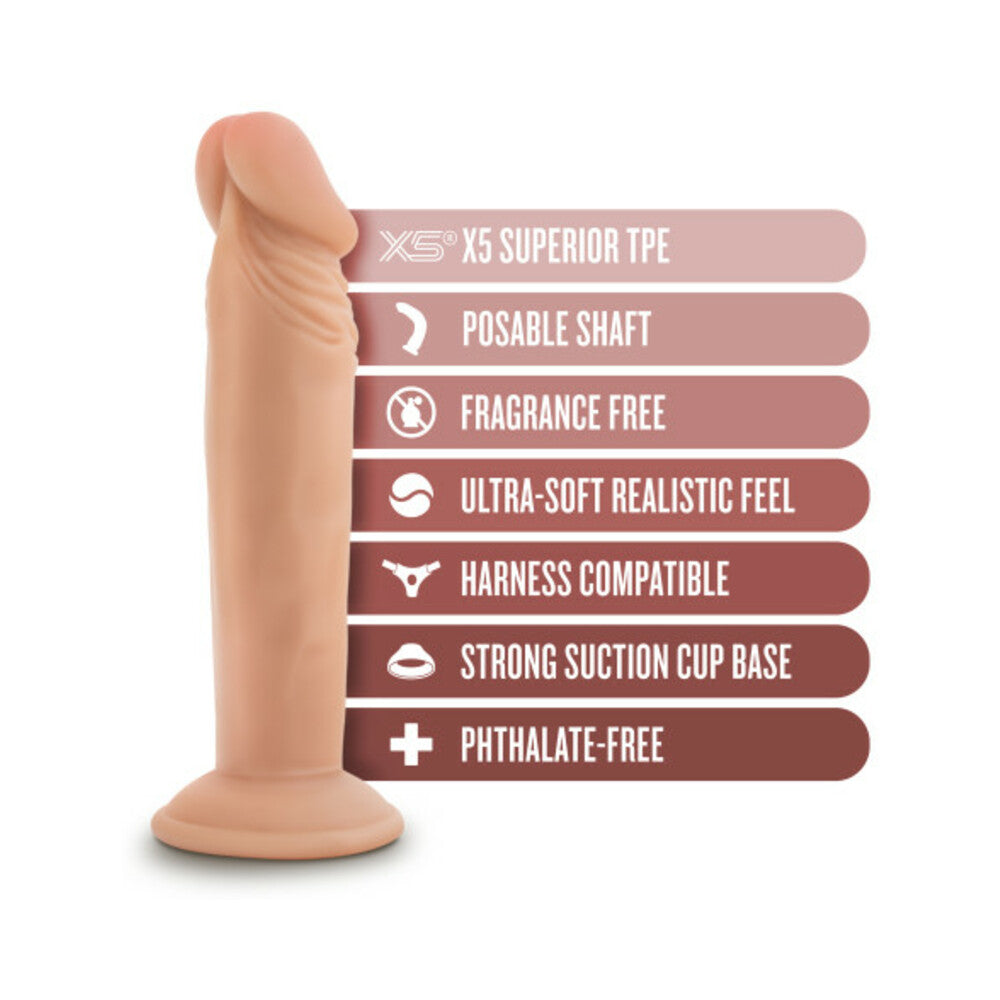 Blush Dr. Skin Plus Realistic 6 inches Triple Density Posable Dildo with Suction Cup Beige